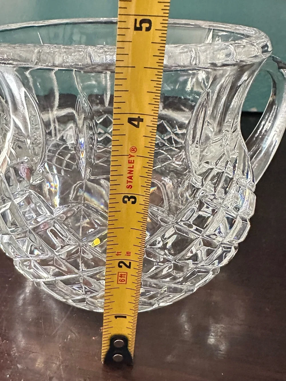 Clear Glass Diamond-Cut Pitcher